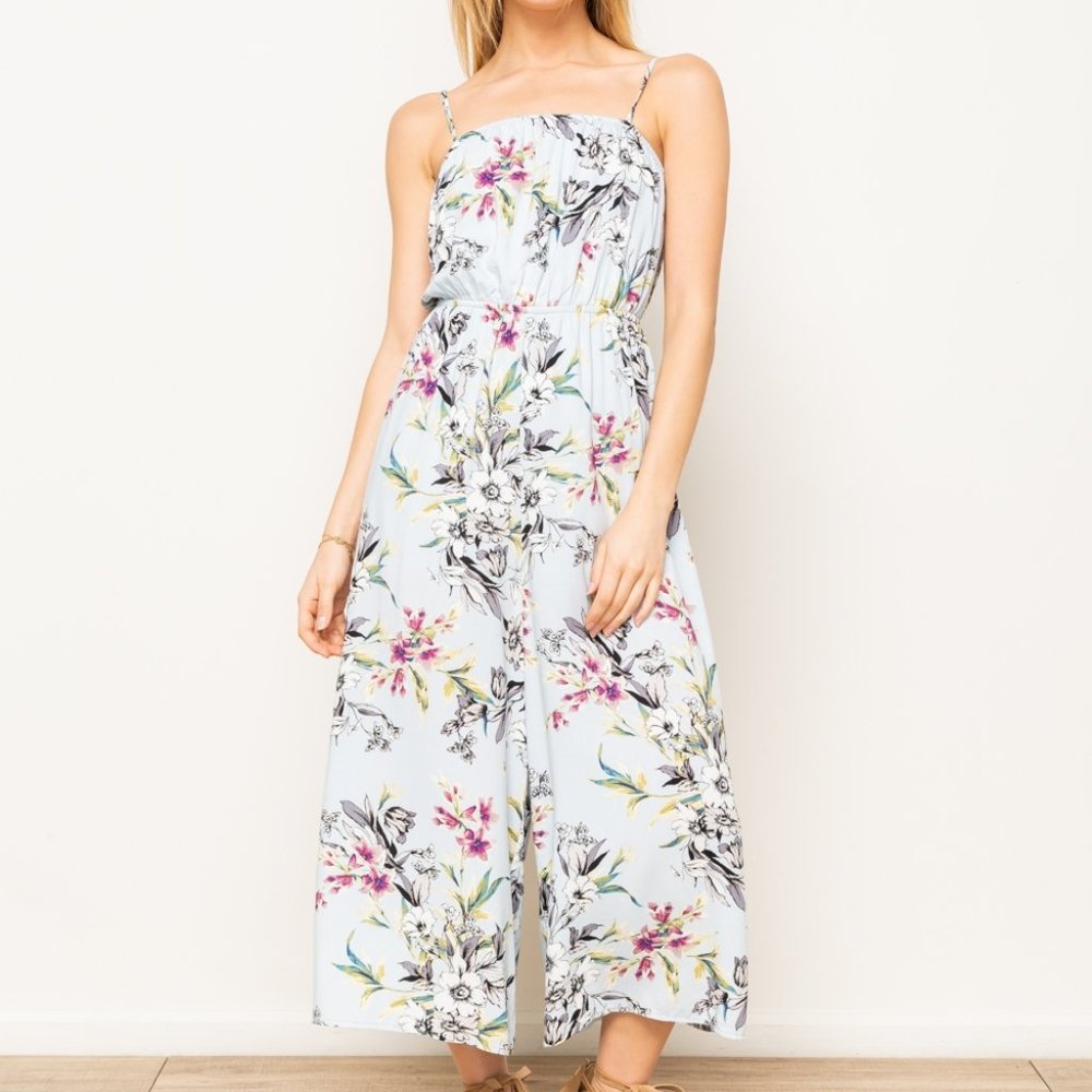 Printed strap tube jumpsuit